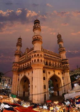 Charminar landmark in Hyderabad India at twilight