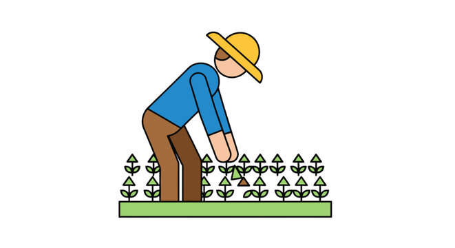 Man planting trees in the ground.