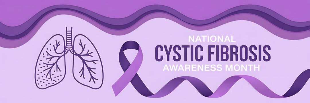 Cystic fibrosis awareness a visual representation highlighting the lungs a ribbon and the disease's name