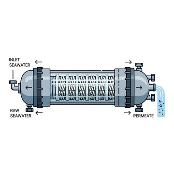 Reverse Osmosis Water Filtration System Diagram - Seawater Desalination