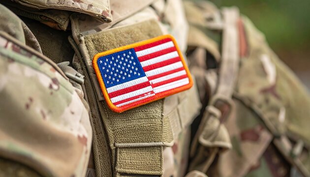 A close-up of a military uniform with an American flag patch (2)