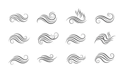 Fototapeta premium Twelve dark grey swirling wave and wind white curl flow