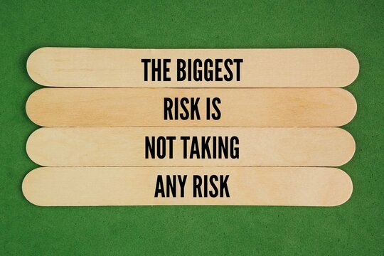 Words or quotes of inspiration and motivation to succeed The biggest risk is not taking any risk. rapidly changing world, playing it safe guarantees failure. Avoiding risk leads to stagnation