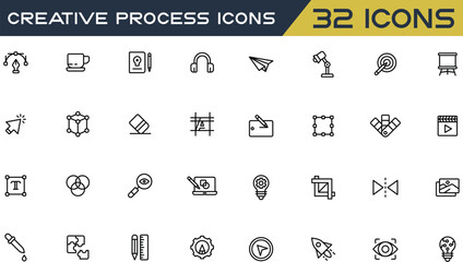 Creative Process Line Icons Vector Illustration. Editable Icon Set © AKS Studio