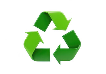 Fototapeta premium Green recycling symbol made of three interconnected arrows forming a loop