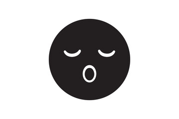 Obraz premium Sleepy Emoji Face Silhouette Icon, Tired Mood Vector