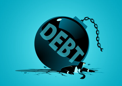 Debt Crushing Businessman Financial Burden Bankruptcy Stress Concept Illustration
