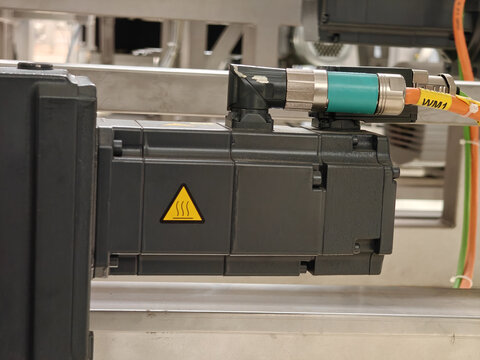 Detail of a servomotor inside a machine.