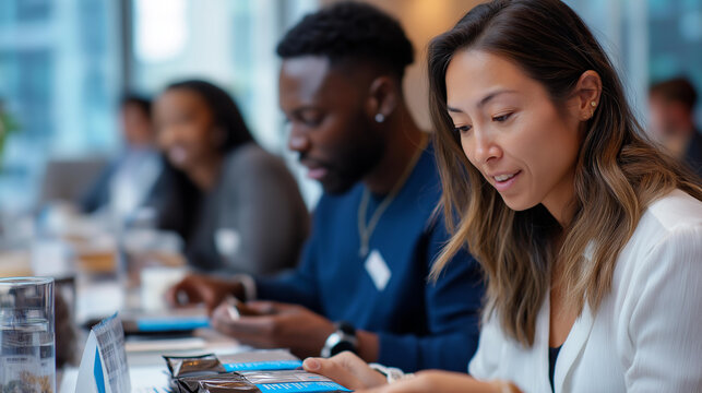 Focus group participants silently comparing product packaging in a market research session showing subtle first impressions and thoughtful observation