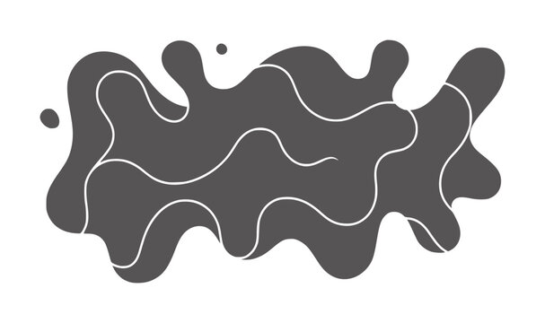 Dark gray amorphous blob with white wavy lines white abstract