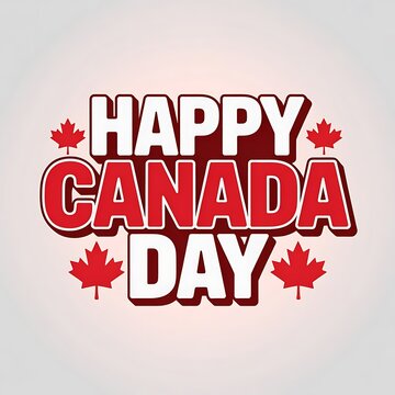 Happy Canada Day text with festive maple leaf theme patriotic celebration design colorful background For Social Media post
