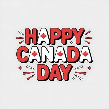 Happy Canada Day text with festive maple leaf theme patriotic celebration design colorful background For Social Media post