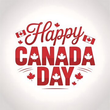 Happy Canada Day text with festive maple leaf theme patriotic celebration design colorful background For Social Media post