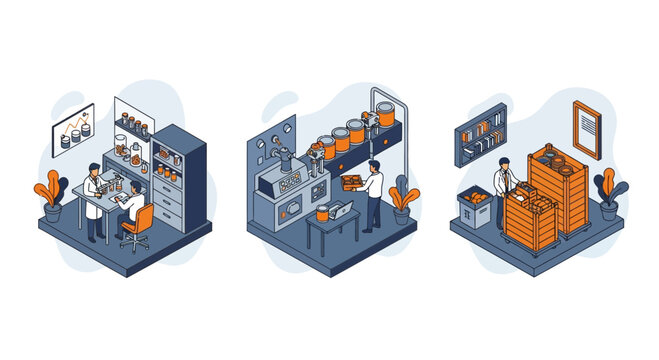 Industrial food manufacturing process safety quality control laboratory worker production line warehouse storage logistics management system industry facility