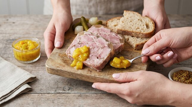 Ham Hock Terrine with Piccalilli &ndash; Traditional British Pressed Pork Terrine