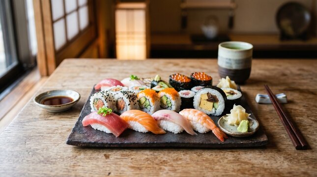 sushi and chopsticks