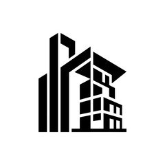 Fototapeta premium Modern abstract building architecture logo icon representing urban development and contemporary design concepts for real estate and construction industries