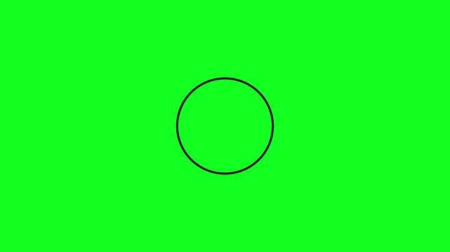 Animated black circle line is drawn with the mouse pointer on green background. Pencil drawing a circle line animation. Mouse click cursor with circle space with alpha channel
