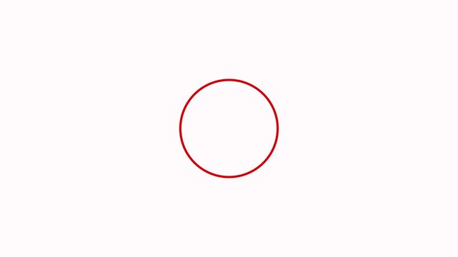 Animated red circle line is drawn with the mouse pointer on white background. Pencil drawing a circle line animation. Mouse click cursor with circle space with alpha channel