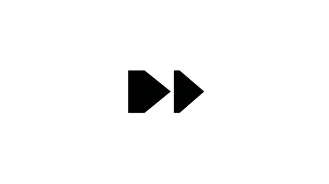 Black fast forward media player icon. Modern UI control button symbol for digital interface, next track or skip function.
