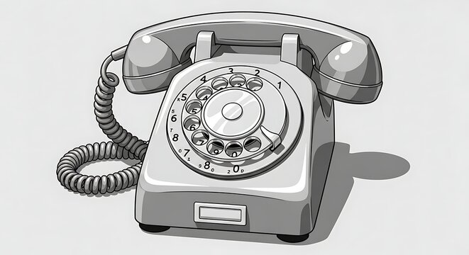 Vintage rotary dial telephone, a classic communication device, capturing a retro aesthetic