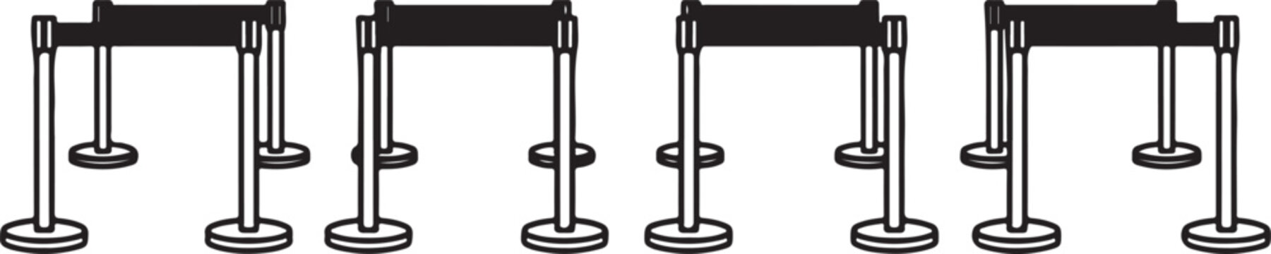 Four pairs of laboratory stands with clamps holding burettes Vector