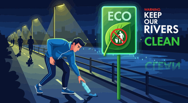 Man cleaning up eco friendly street.