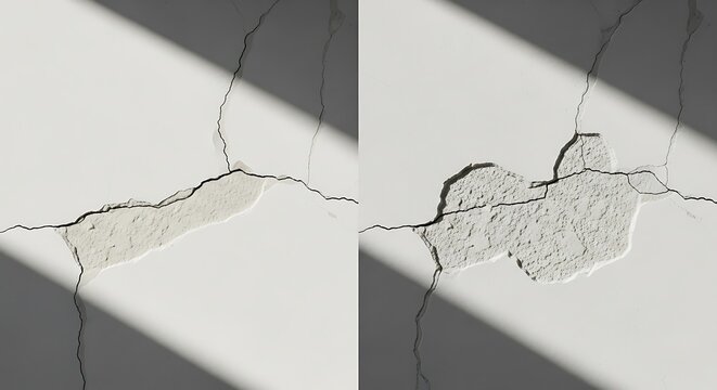Cracked and damaged white surface closeup.