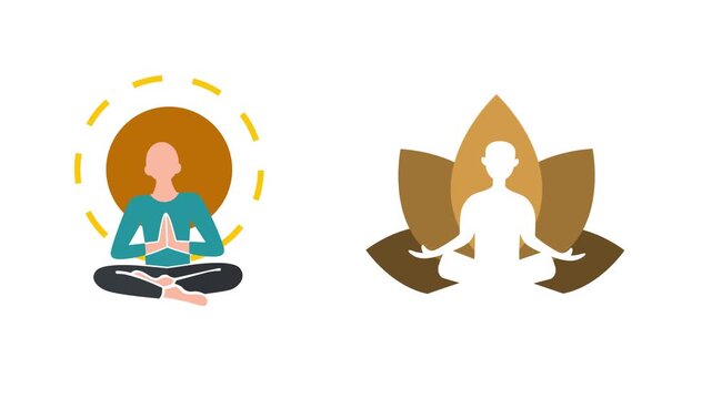 Spiritual Meditation Person Sitting On Lotus. Meditation Icon concept. Full length Icon animation illustration. High quality&nbsp;4k&nbsp;footage