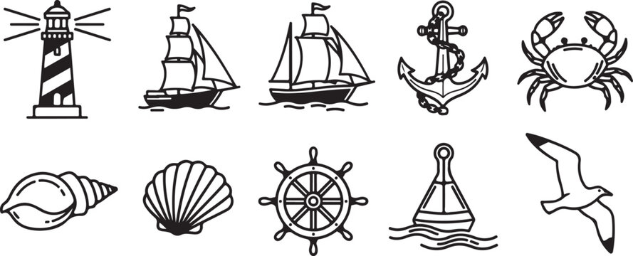 A collection of diverse antique navigation tools and instruments Vector
