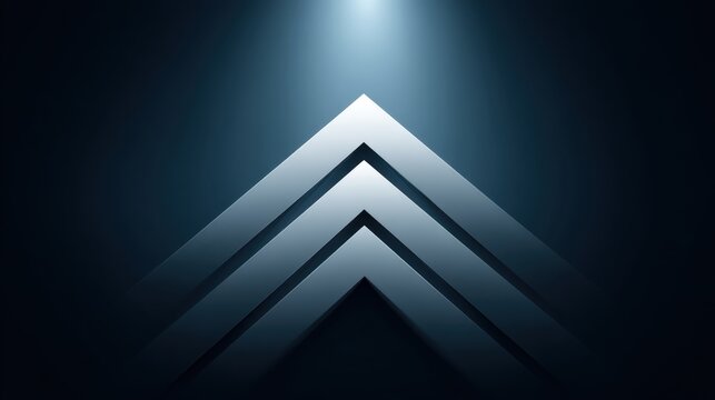 Abstract geometric shapes with modern design elements creating a sense of depth and perspective in dark tones illuminated by soft lighting