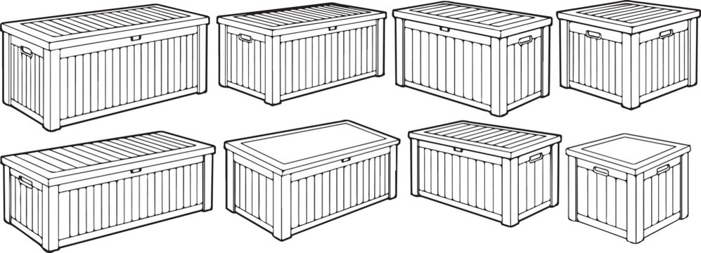 Different designs of cube-shaped wooden storage units and shelves Vector