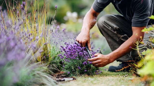 Person planting a small evergreen shrub in a freshly dug hole surrounded by dark moist soil