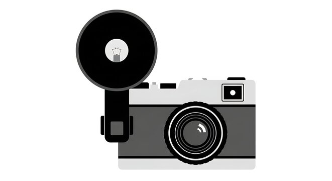 Vintage camera with flash, a classic photography tool symbolizing analog memories and creative expression