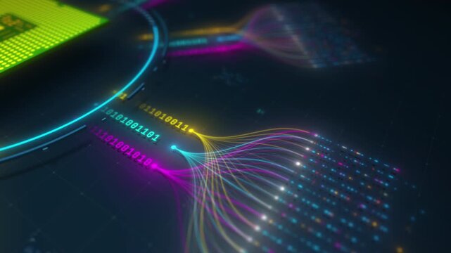 AI Neural Network Data Stream Flow Processing Big Data Visualization Motion Design Seamless Loop