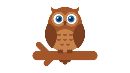 Fototapeta premium A cartoon owl perched on branch.