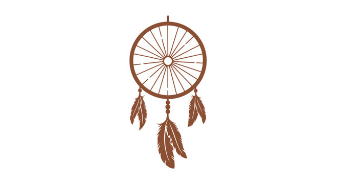 Dreamcatcher with Feathers Hanging from Web.