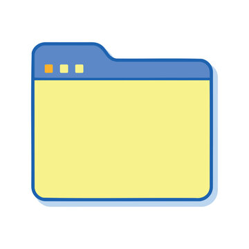 Illustration of a simple folder with a yellow body and blue top on a white background