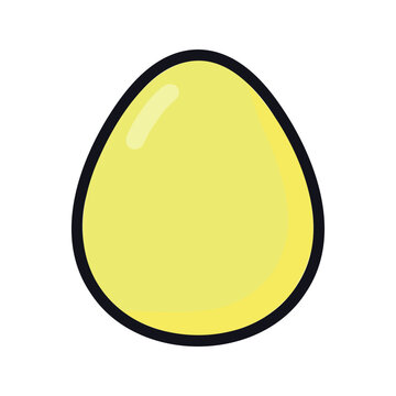 Cartoon style illustration of a single bright yellow egg on a white background