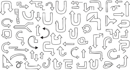 Obraz premium Brush Stroke Spiral Arrow Doodle Sketch Vector Set