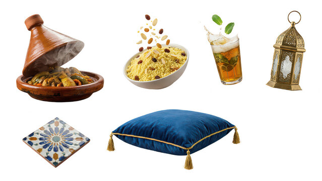 Moroccan Cuisine Still Life: Traditional Dishes and Elements