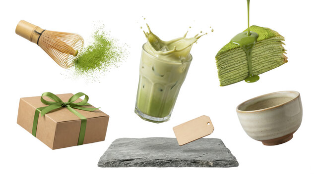 Matcha Tea Still Life: Traditional Japanese Beverage and Dessert