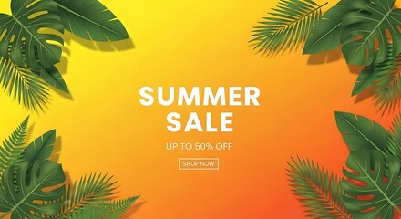 Obraz premium Tropical summer holiday poster design featuring a sunset silhouette of palm trees on a paradise island beach with ocean waves and a vector travel background landscape