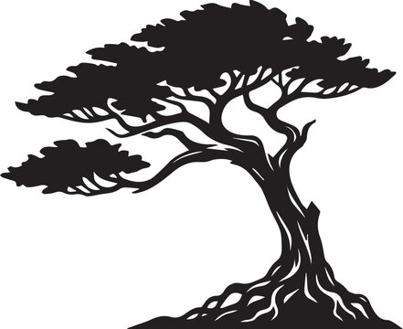 Coastal Cypress Tree Silhouettes for Pacific Seashore Graphics