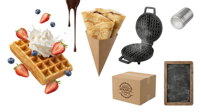 Waffles and Crepes Still Life: Dessert Preparation and Sweet Treats