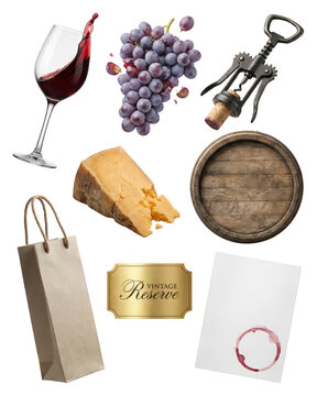 Wine Tasting Concept Still Life Isolated on White