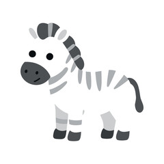 Naklejka premium Cartoon zebra stands with its black and gray stripes in simple vector illustration