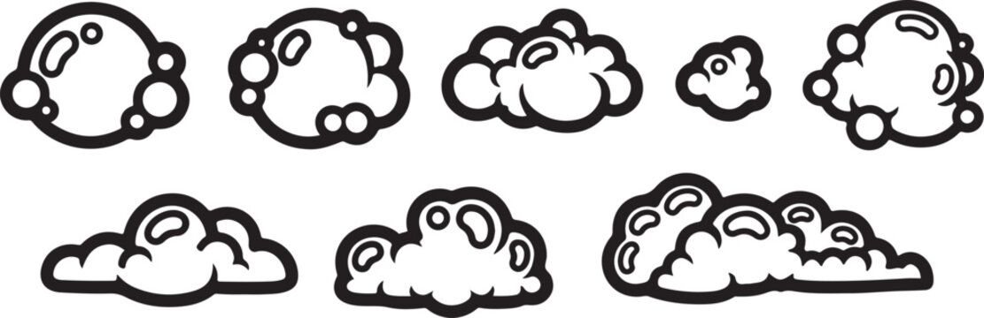 Black and white line art of various animal heads in different styles Vector