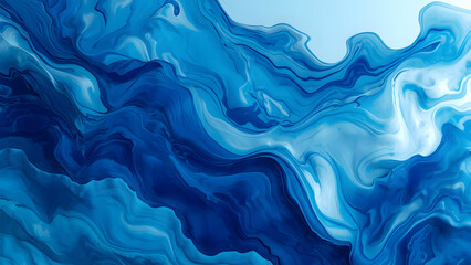 Obraz premium Abstract Blue Swirls and Waves - Fluid Art Background
