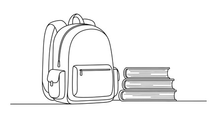 Fototapeta premium Backpack and stack of books illustration symbolizing education and school supplies